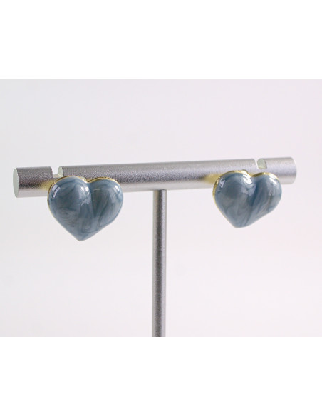 Kolczyki SERCE NIEBIESKIE MELANŻ SERCA  LOLITA AKCESORIA srebrny sztyft 925