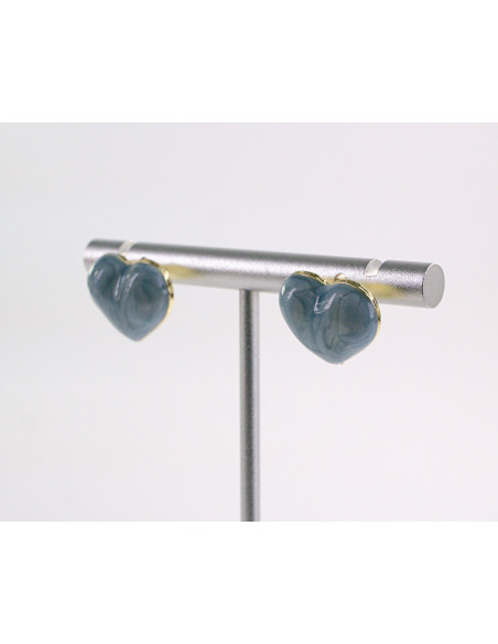 Kolczyki SERCE NIEBIESKIE MELANŻ SERCA  LOLITA AKCESORIA srebrny sztyft 925