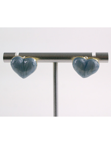 Kolczyki SERCE NIEBIESKIE MELANŻ SERCA  LOLITA AKCESORIA srebrny sztyft 925