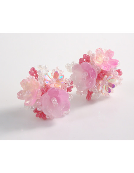 Kolczyki RÓŻOWE KWIATKI KWIATUSZKI LOLITA AKCESORIA srebrny sztyft 925