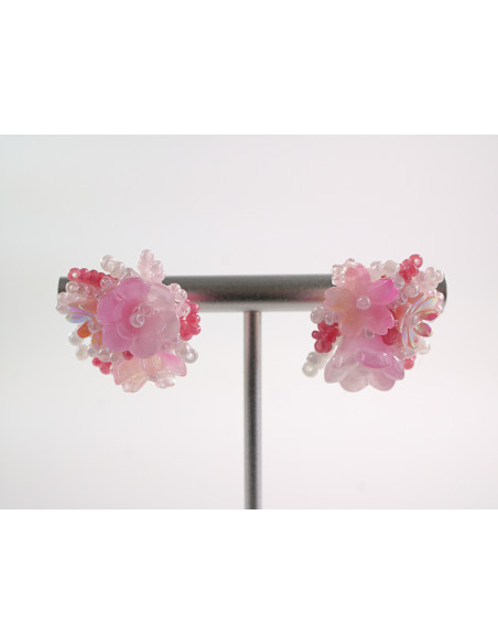 Kolczyki RÓŻOWE KWIATKI KWIATUSZKI LOLITA AKCESORIA srebrny sztyft 925
