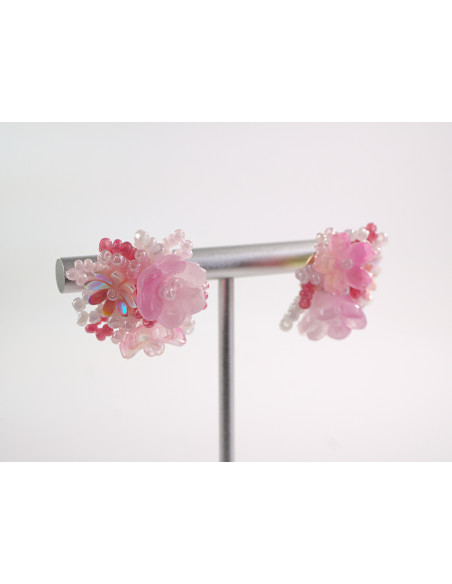 Kolczyki RÓŻOWE KWIATKI KWIATUSZKI LOLITA AKCESORIA srebrny sztyft 925