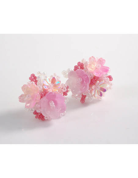 Kolczyki RÓŻOWE KWIATKI KWIATUSZKI LOLITA AKCESORIA srebrny sztyft 925