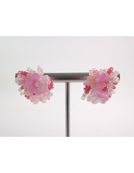Kolczyki RÓŻOWE KWIATKI KWIATUSZKI LOLITA AKCESORIA srebrny sztyft 925
