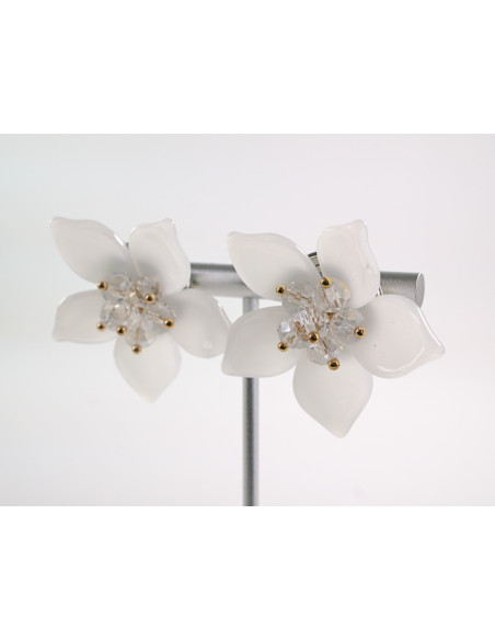 Kolczyki BIAŁE  KWIATKI KWIATUSZKI LOLITA AKCESORIA srebrny sztyft 925