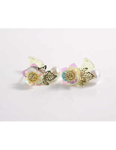 Kolczyki KWIATKI KWIATUSZKI Z PERŁĄ LOLITA...
