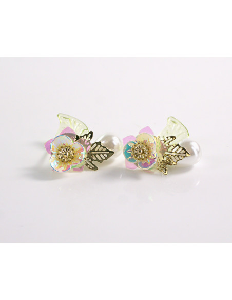 Kolczyki KWIATKI KWIATUSZKI Z PERŁĄ LOLITA AKCESORIA srebrny sztyft 925