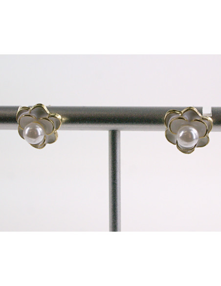 Kolczyki KWIATKI KWIATUSZKI Z PERŁĄ LOLITA AKCESORIA srebrny sztyft 925