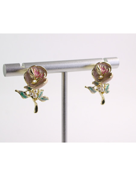 Kolczyki KWIATKI RÓŻE KWIATUSZKI  LOLITA AKCESORIA srebrny sztyft 925