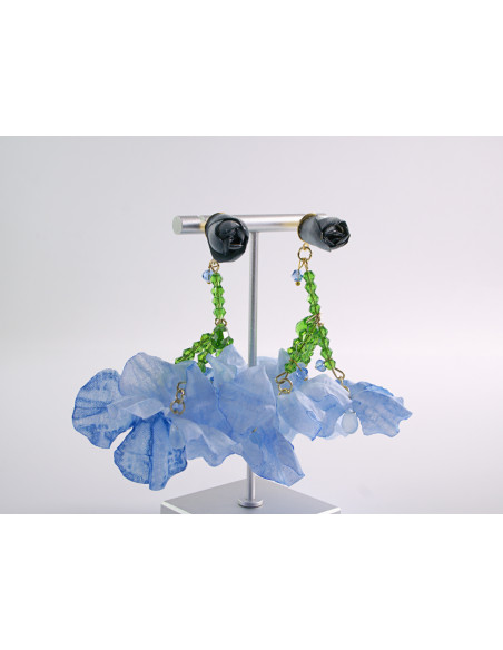 Kolczyki KWIATY KWIATKI MAXI BOHO LOLITA AKCESORIA srebrny sztyft 925