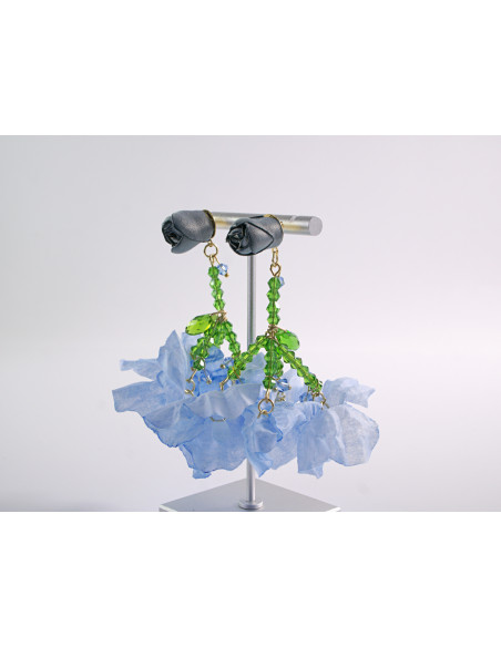 Kolczyki KWIATY KWIATKI MAXI BOHO LOLITA AKCESORIA srebrny sztyft 925