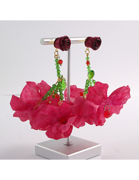 Kolczyki KWIATY KWIATKI MAXI BOHO LOLITA AKCESORIA srebrny sztyft 925