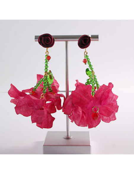 Kolczyki KWIATY KWIATKI MAXI BOHO LOLITA AKCESORIA srebrny sztyft 925