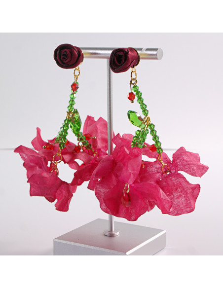 Kolczyki KWIATY KWIATKI MAXI BOHO LOLITA AKCESORIA srebrny sztyft 925