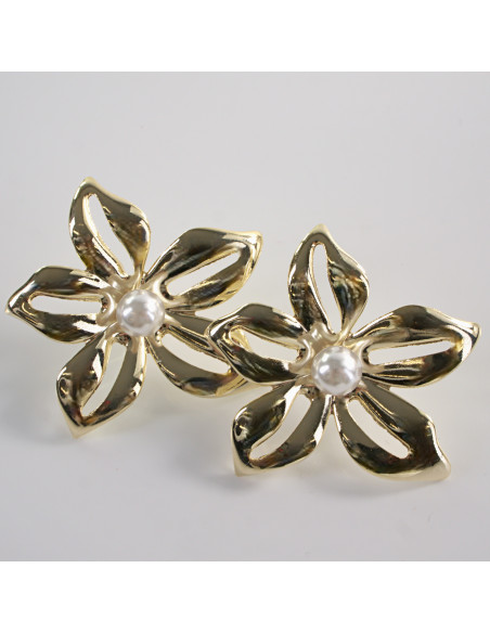 KOLCZYKI DUŻE  KWIATY ZŁOTE KWIATKI  LOLITA AKCESORIA srebrny sztyft 925