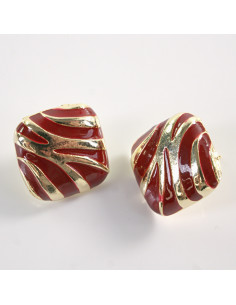 Kolczyki BORDOWE KWADRATY ZŁOTE CĘTKI LOLITA AKCESORIA...