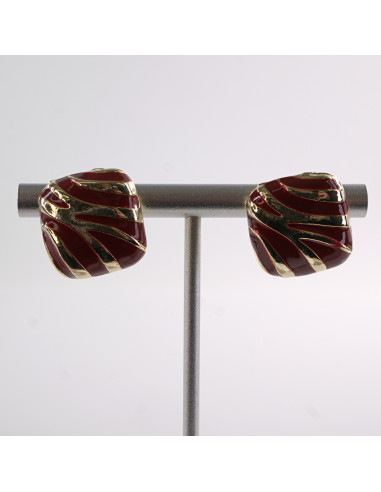 Kolczyki BORDOWE KWADRATY ZŁOTE CĘTKI LOLITA...