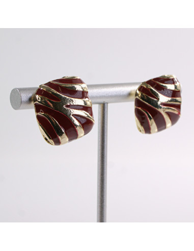 Kolczyki BORDOWE KWADRATY ZŁOTE CĘTKI LOLITA...