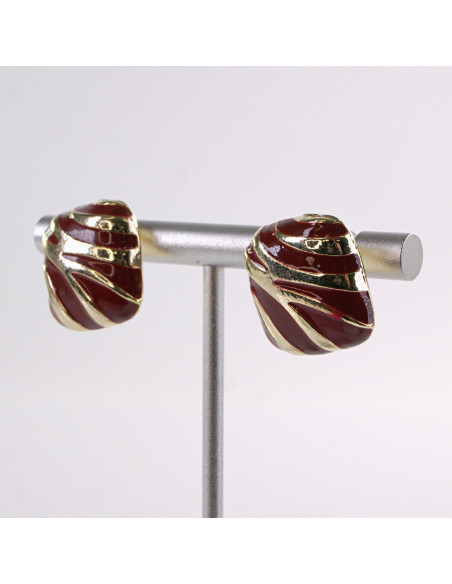 Kolczyki BORDOWE KWADRATY ZŁOTE CĘTKI LOLITA AKCESORIA SREBRNY SZTYFT 925