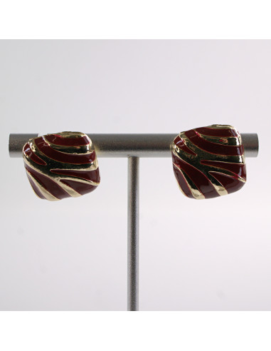 Kolczyki BORDOWE KWADRATY ZŁOTE CĘTKI LOLITA...