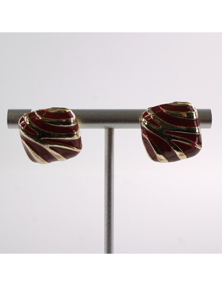 Kolczyki BORDOWE KWADRATY ZŁOTE CĘTKI LOLITA AKCESORIA SREBRNY SZTYFT 925