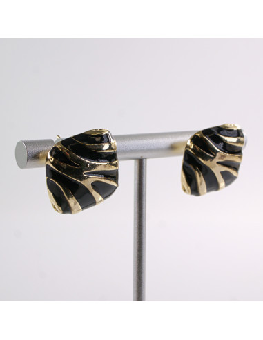 Kolczyki CZARNE  KWADRATY ZŁOTE CĘTKI LOLITA...