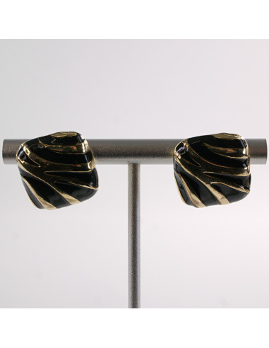 Kolczyki CZARNE  KWADRATY ZŁOTE CĘTKI LOLITA...