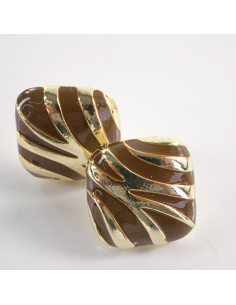 Kolczyki BRĄZOWE  KWADRATY ZŁOTE CĘTKI LOLITA AKCESORIA...