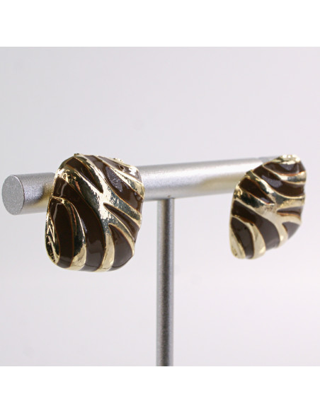 Kolczyki BRĄZOWE  KWADRATY ZŁOTE CĘTKI LOLITA AKCESORIA SREBRNY SZTYFT 925