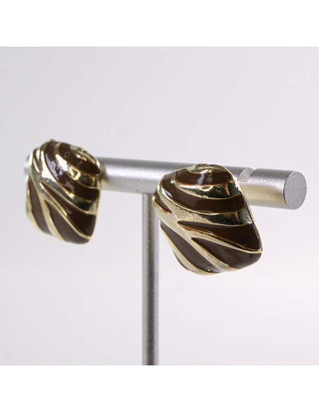 Kolczyki BRĄZOWE  KWADRATY ZŁOTE CĘTKI LOLITA AKCESORIA SREBRNY SZTYFT 925