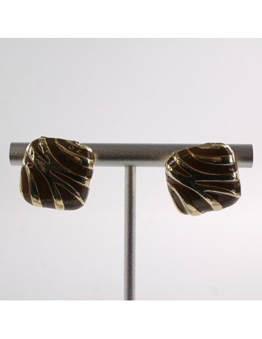 Kolczyki BRĄZOWE  KWADRATY ZŁOTE CĘTKI LOLITA...