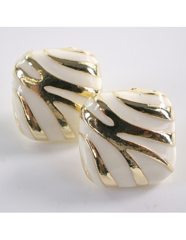 Kolczyki  KWADRATY ECRU  ZŁOTE CĘTKI LOLITA...