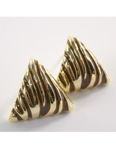 Kolczyki BRĄZOWE TRÓJKĄTY  ZŁOTE CĘTKI LOLITA AKCESORIA...