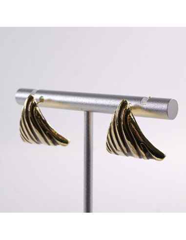 Kolczyki BRĄZOWE TRÓJKĄTY  ZŁOTE CĘTKI LOLITA...