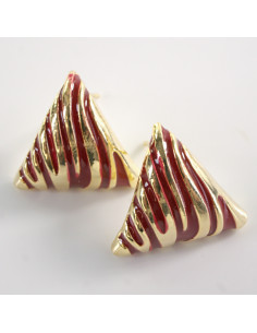 Kolczyki BORDOWE TRÓJKĄTY  ZŁOTE CĘTKI LOLITA AKCESORIA...