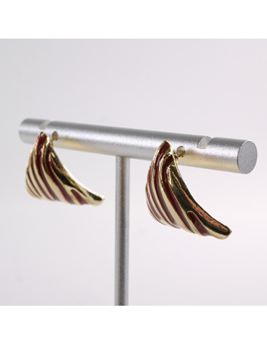 Kolczyki BORDOWE TRÓJKĄTY  ZŁOTE CĘTKI LOLITA...