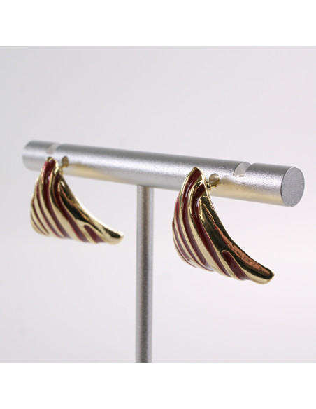 Kolczyki BORDOWE TRÓJKĄTY  ZŁOTE CĘTKI LOLITA AKCESORIA SREBRNY SZTYFT 925