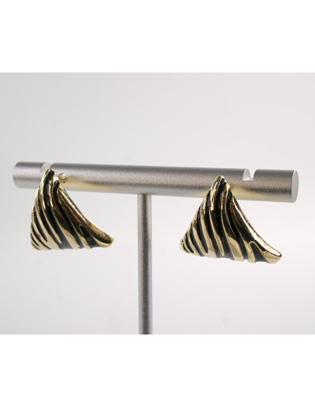 Kolczyki CZARNE TRÓJKĄTY  ZŁOTE CĘTKI LOLITA AKCESORIA SREBRNY SZTYFT 925