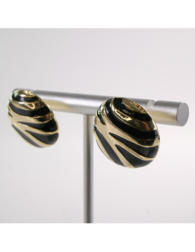 Kolczyki CZARNE "GUZIKI"  ZŁOTE CĘTKI LOLITA...