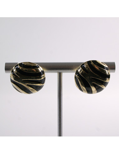 Kolczyki CZARNE "GUZIKI"  ZŁOTE CĘTKI LOLITA...