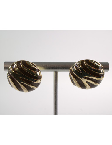 Kolczyki BRĄZOWE "GUZIKI"  ZŁOTE CĘTKI LOLITA...