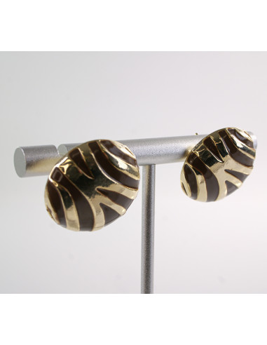 Kolczyki BRĄZOWE "GUZIKI"  ZŁOTE CĘTKI LOLITA...