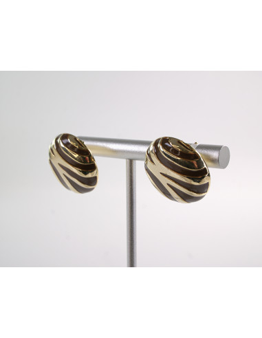 Kolczyki BRĄZOWE "GUZIKI"  ZŁOTE CĘTKI LOLITA...