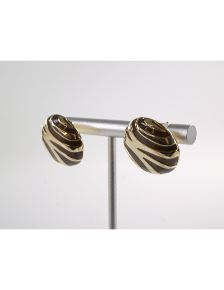 Kolczyki BRĄZOWE "GUZIKI"  ZŁOTE CĘTKI LOLITA AKCESORIA SREBRNY SZTYFT 925