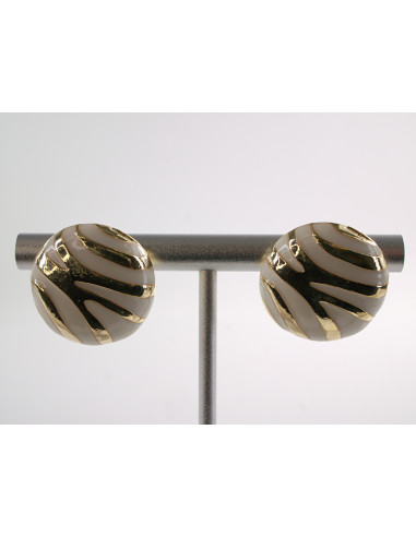 Kolczyki  "GUZIKI" ECRU  ZŁOTE CĘTKI LOLITA...