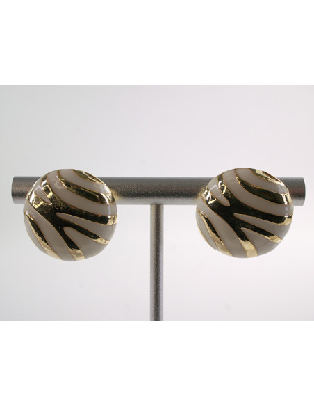 Kolczyki  "GUZIKI" ECRU  ZŁOTE CĘTKI LOLITA AKCESORIA SREBRNY SZTYFT 925