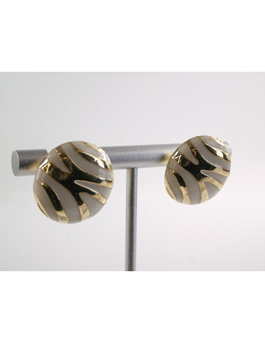 Kolczyki  "GUZIKI" ECRU  ZŁOTE CĘTKI LOLITA...