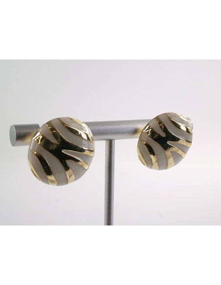 Kolczyki  "GUZIKI" ECRU  ZŁOTE CĘTKI LOLITA AKCESORIA SREBRNY SZTYFT 925