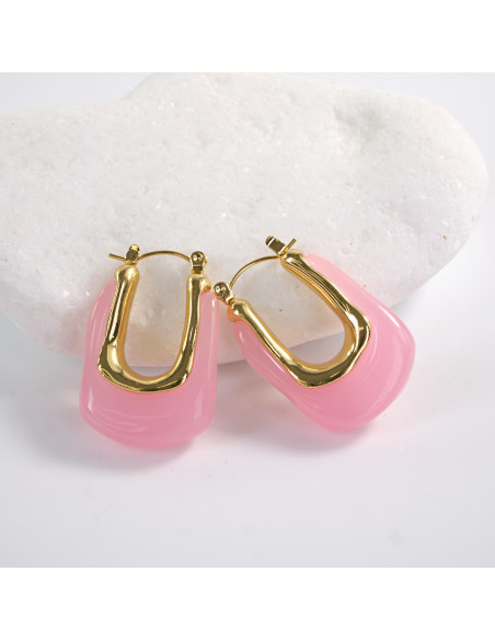 Kolczyki  BOHO Różowe  LOLITA AKCESORIA stal chirurgiczna , akryl