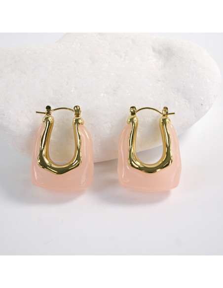 Kolczyki  BOHO ŁOSOSIOWE  LOLITA AKCESORIA stal chirurgiczna , akryl